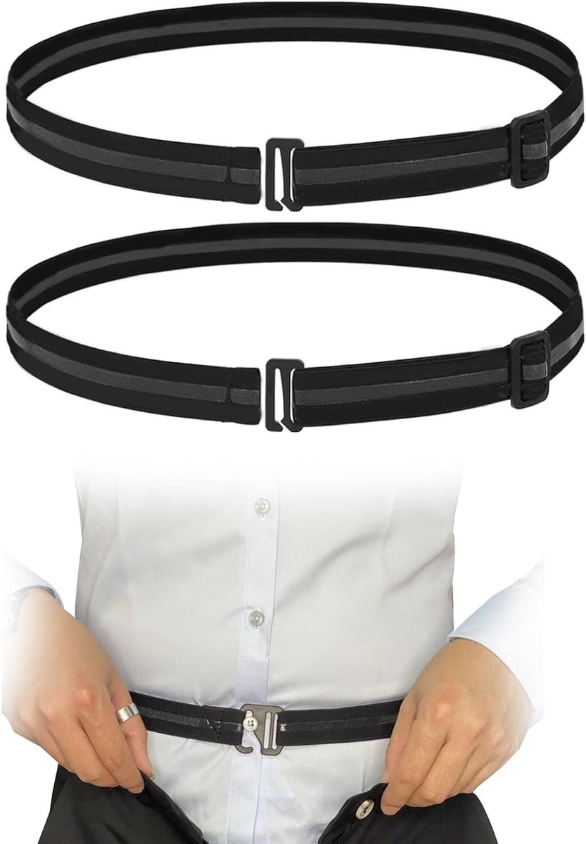 Pack van 2 Hemdhalters voor Mannen, Verstelbare en Antislip Shirtbanden voor een Nettere Look bij Zaken, Kantoor en Bruiloften
