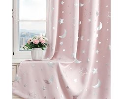 Verduisterende Gordijnen - Stergordijnen Meisjeskamer - Slaapomgeving Creëren - 100% Lichtblokkerend - 2x 132x244 cm - Roze