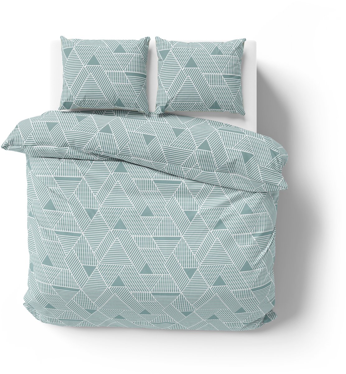 Dekbedovertrek 100% Katoen Premium - 240 x 260 cm - Extra breed - Triangle GreenBlue