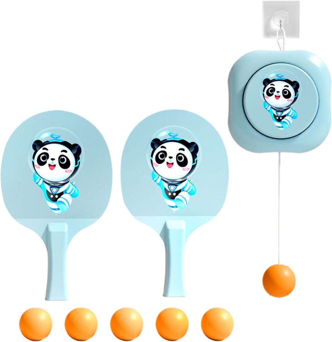 Deur PingPong Spel - Tafeltennis Trainer - Interactieve Spel Training - Traceless Haak Ontwerp - Verstelbare Lengte - Blauw