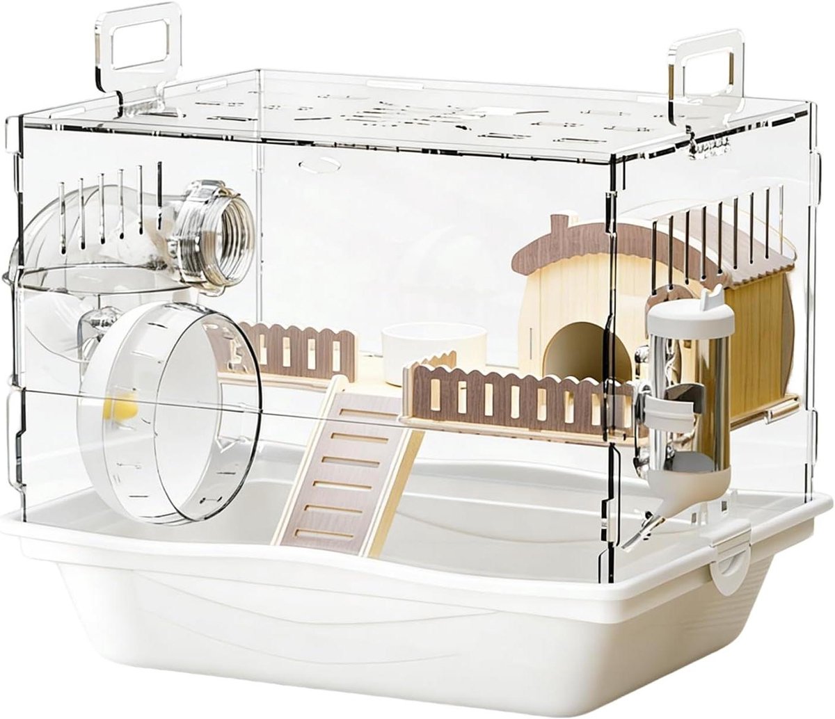 Hamsterhuis met verdiepingen - Knaagdierverblijf - Activiteit en spel - Compleet met accessoires - 40 x 30 x 15 cm