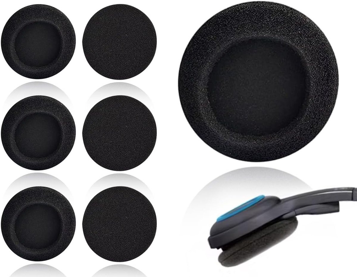 Set van 6 vervangende hoofdtelefoon oorkussens van schuim - 50 mm - Zwart