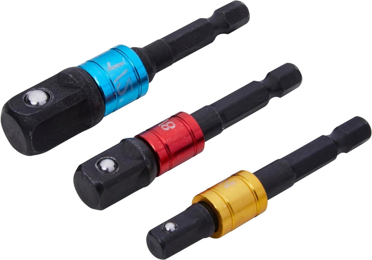 Dopsleutel Adapters - Verloopstukken Set - Gereedschap Gebruik - Kleurgecodeerd Systeem - 3 Delige Set - Multicolor