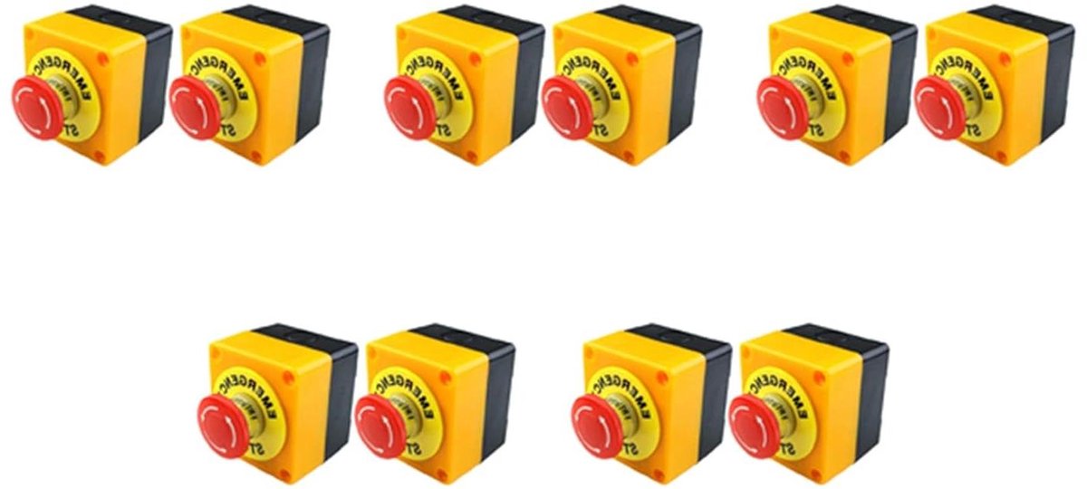 Noodstop Schakelaar - Drukknop Schakelaar - Machine Bediening - Vergrendelend Mechanisme - 22mm Diameter - Rood Geel Zwart