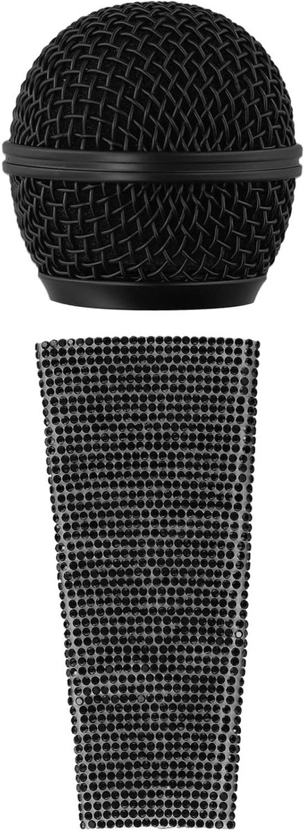 Microfoonkap - Microfoonhoes - Optredens Verbeteren - Met Strassteentjes - 20 cm - Zwart