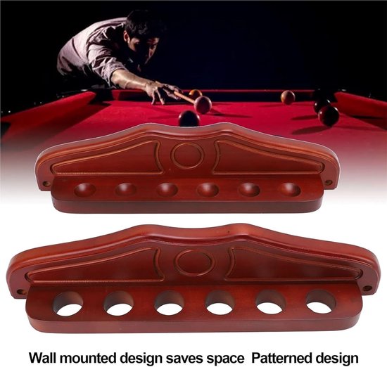 Biljartkeu houder - Keu rek - Biljart organiseren - Wandmontage 6 gaten - 10x10x10 mm - Wijnrood — afbeelding 3