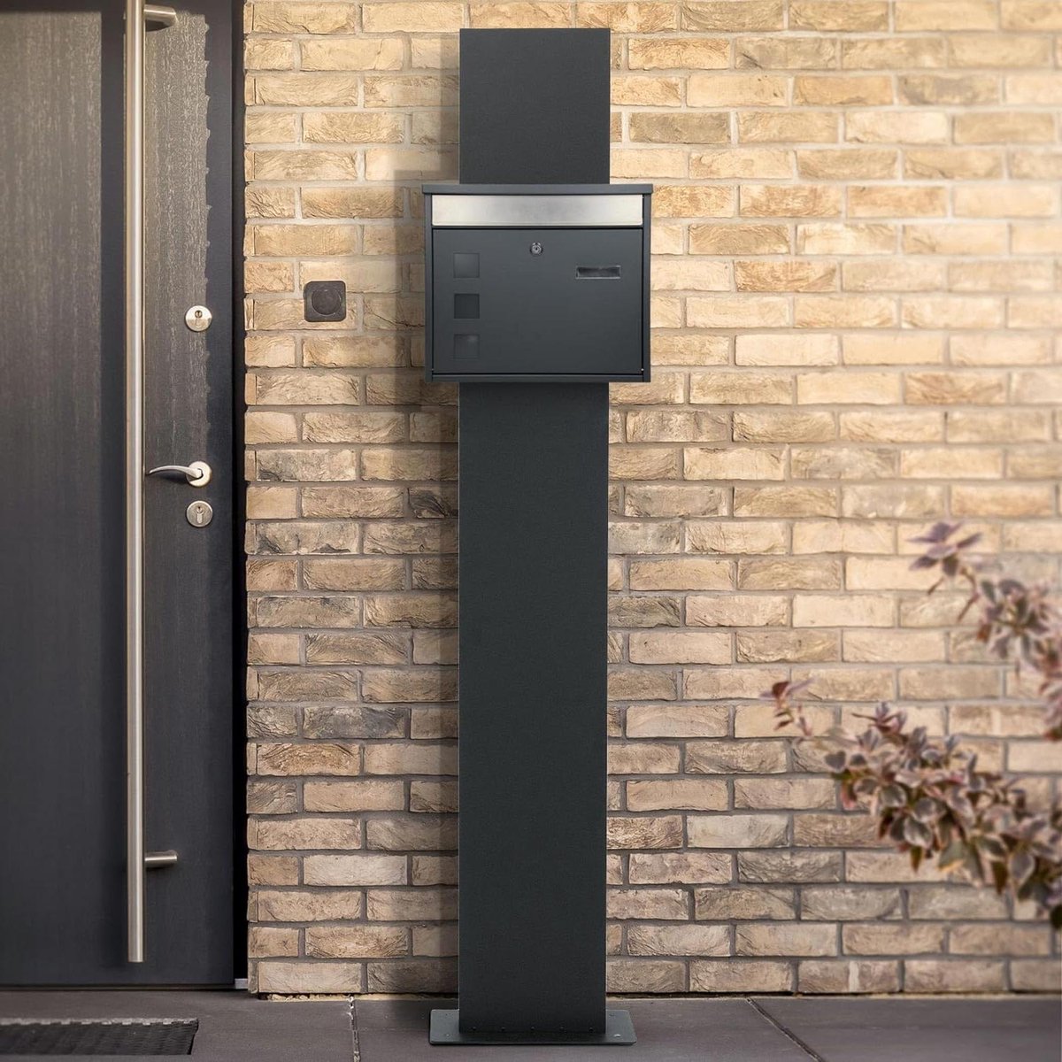 Brievenbus met standaard - Postbox - Post ontvangen - Gepoedercoat roestvrij staal - 170 cm hoog - Antraciet/zilver