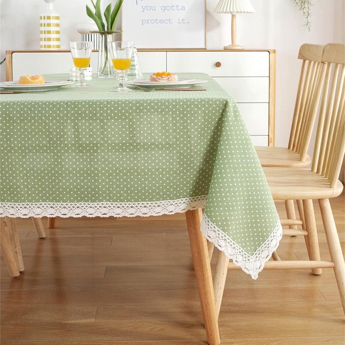 Tafelkleed - Tafellaken - Bruiloft decoratie - Wasbaar en herbruikbaar - 90 x 90 cm - Groen