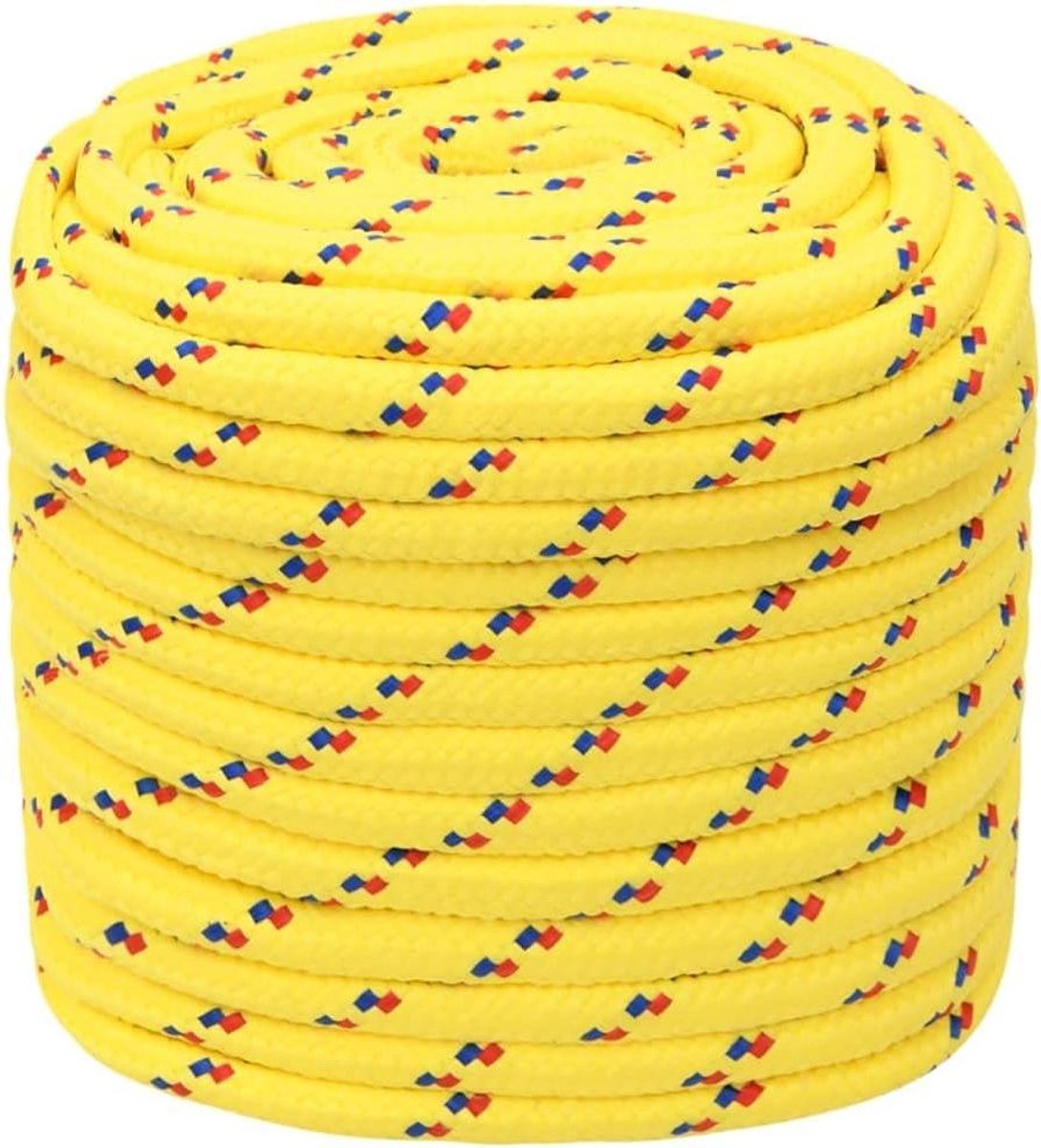 Boottouw - Polypropyleen touw - Vastzetten van spullen - Weerbestendig materiaal - 16 mm x 25 m - Geel