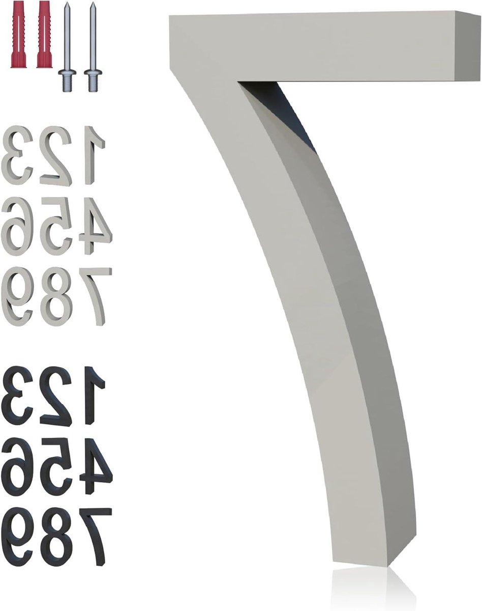 Betonnen Huisnummer - Adresbord Modern - Buiten Decoratie - Weerbestendig Materiaal - 24 cm Hoog - Grijs