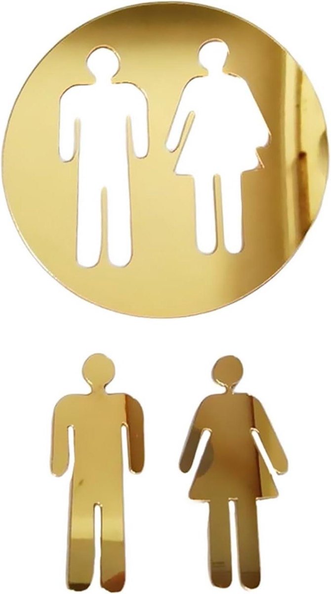 Toiletbord Deurposter - Badkamer Stickers - Duidelijke Signalering - 3D Grappig Design - Niet gespecificeerd - Goud