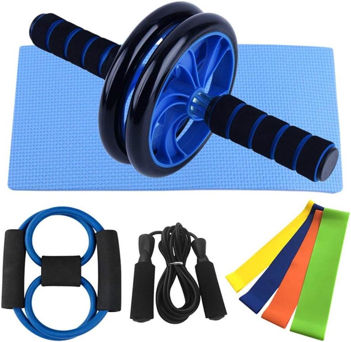 Fitness Set - Buikspier Trainer - Thuis Trainen - 8-in-1 Set - Verschillende Weerstanden - Zwart