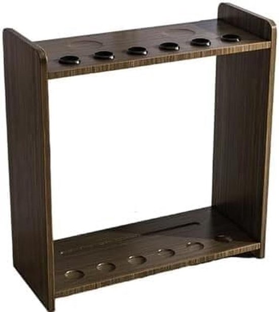 Keuhouder - Poolkeu rek - Biljart organiseren - Houten afwerking - Staand of wandmontage - Bruin — afbeelding 3