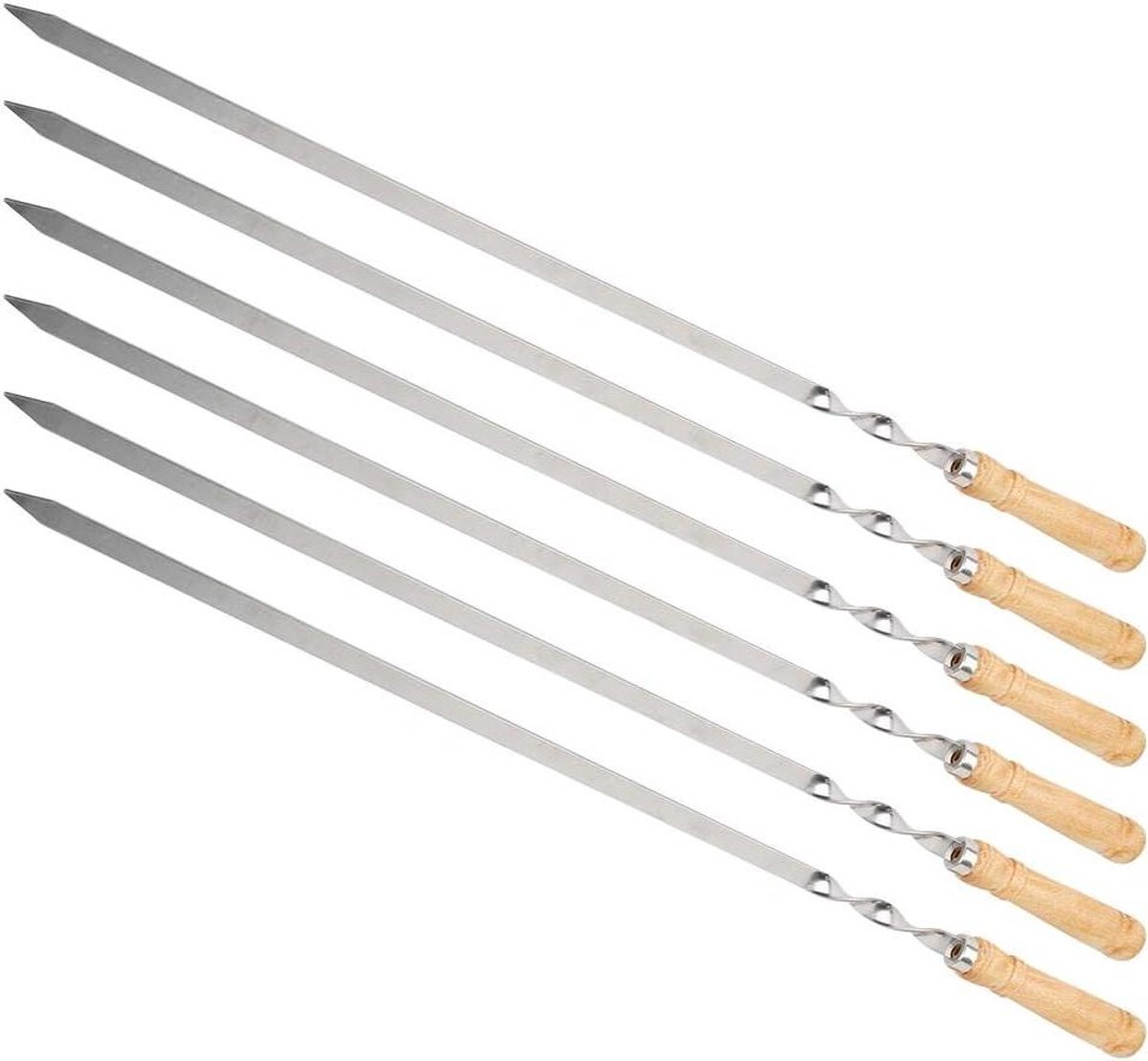 BBQ Spiesjes - Grill Tools - Buiten Koken - Hittebestendig Handvat - 55 cm Lengte - Zilver