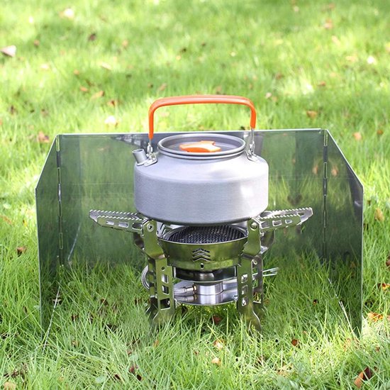 Camping Windscherm - Outdoor Kookscherm - Efficiënt Koken - Vouwbaar RVS Ontwerp - 90x19cm - Zilverkleurig — afbeelding 2