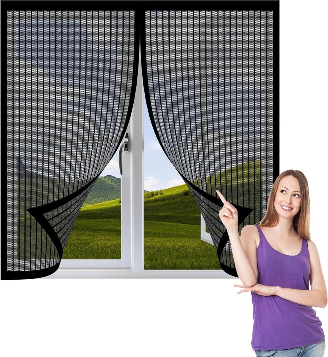 Magnetisch Horgaas - Vliegenhor Ramen - Insecten Buiten - Zonder Boren - 168x226 cm - Zwar
