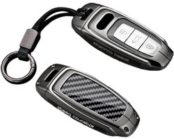 Koolstofvezel Autosleutel Cover voor Audi Modellen - Zinklegering Sleutelhanger voor Bescherming en Stijl, Compatibel met Q8 A6 A3 A8 C8 S6 RS6 A7 S7 RSQ8 8Y D5 4N RS Etron GT Q4 Q7