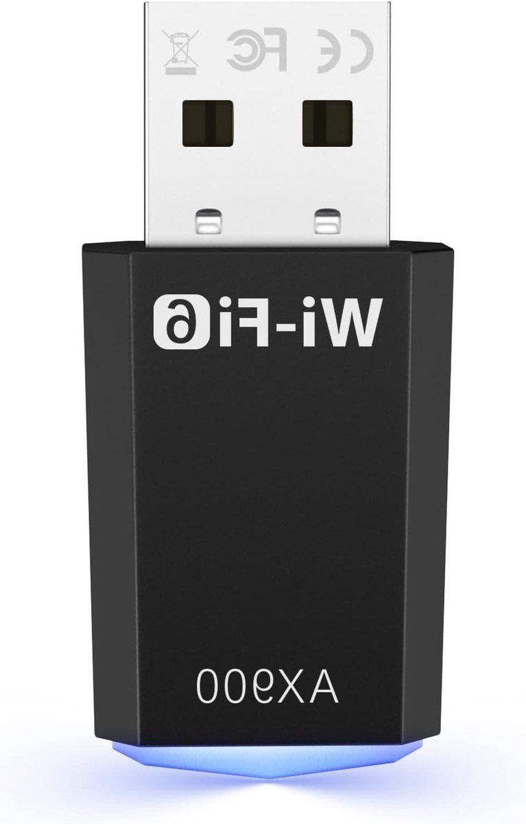 Draadloze WiFi Adapter - USB Netwerkkaart - Internet Verbinding - WiFi 6 MU-MIMO - 900 Mbps - Zwart