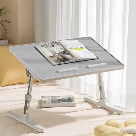 Vouwbare Computer Tafel - Draagbare Vouwtafel - Bedtafel in Hoogte en Hoek - Leesstandaard in Bed - Kleine Tafel voor Bank - Vloer - Werk - Studie - Lezen - Schrijven — afbeelding 4