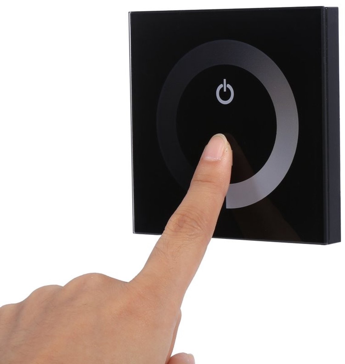 aladdien - Enkele Kleur Touch Panel Dimmer - LED Dimmer - Glazen Paneel - Zwart - Helderheid Instelbaar - Geschikt voor LED Light Strip - Zwart