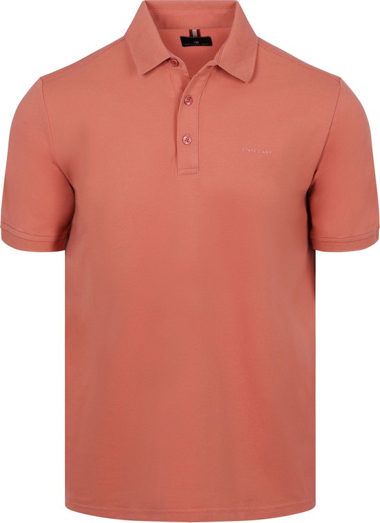 Voorzijde van een oudroze State of Art poloshirt met piqué textuur en merknaam op de borst.