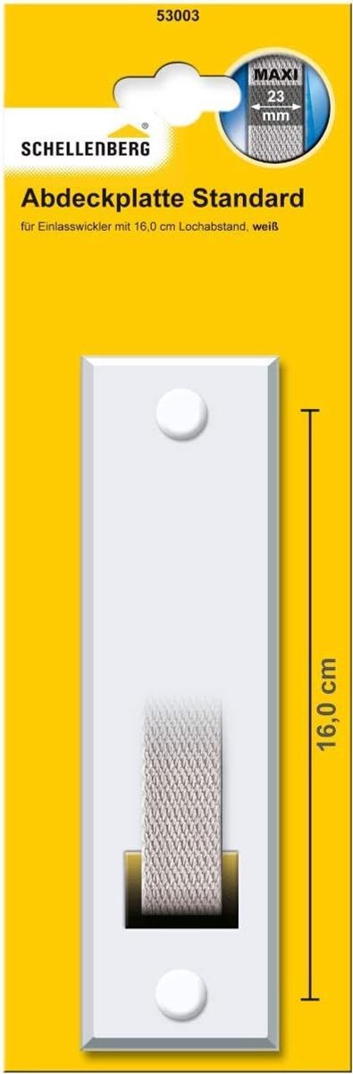 Schellenberg 53003 beschermkap voor rolgordijnbanden, gatenafstand 16 cm, standaard maxi, voor bandoprollers en verzonken oprollers, wit