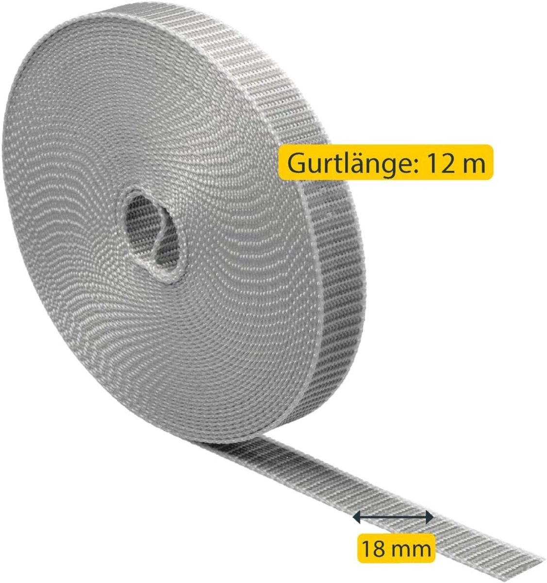 Schellenberg 81202 Rolluikband 18 mm x 12 m Rolluikband, webbing, rolluiktape, grijs