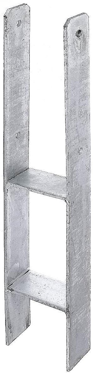 H-paalanker 121 x 5 x 600 mm, gegalvaniseerd, paalanker, H-anker, zwaar uitgevoerd betonanker voor palen, CE-gecertificeerd, paalsteun voor inbedding in beton, paalvoet, paalhouder, H-paalsteun