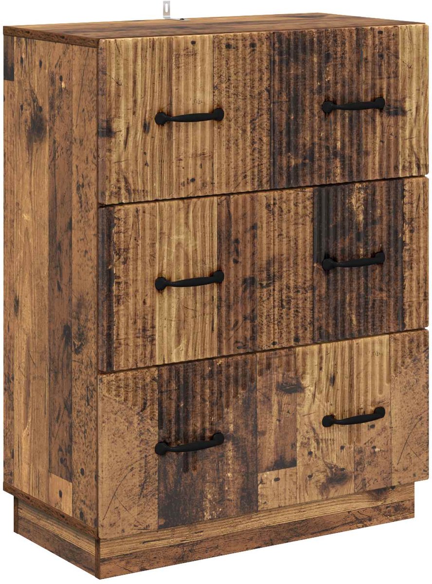 vidaXL Ladekast - Oud - hout - 66 - x - 34,5 - x - 87 - cm - Bewerkt - hout Oud hout