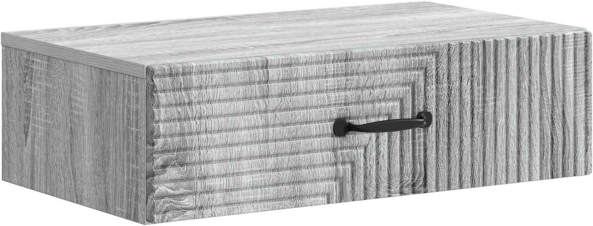 vidaXL Wandgemonteerde - Zijtafel - 59 - x - 34,5 - x - 17 - cm - Bewerkt - hout Grijs sonoma
