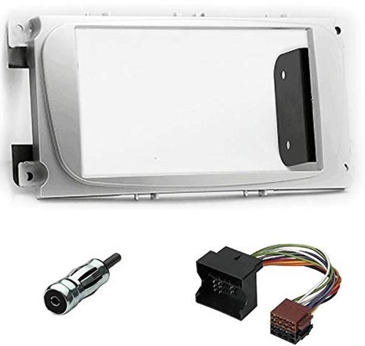 Autoradio Paneel Frame - Montagekit Radio - Auto Radio Inbouwen - Inclusief Adapter Kabel - 2 DIN - Zilvergrijs