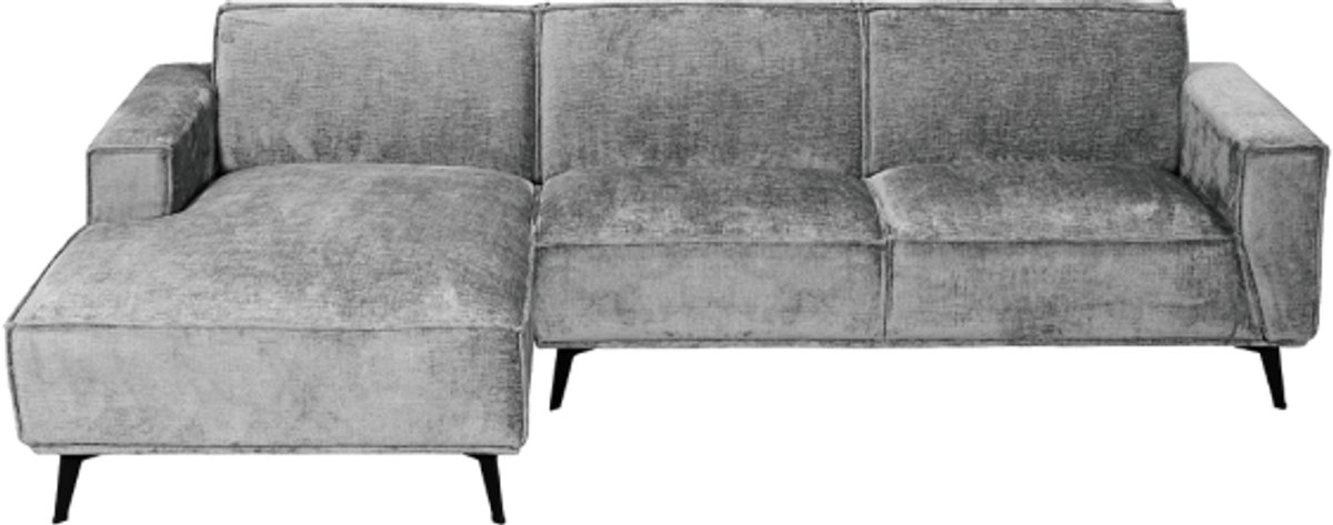 Tower Living Leeds hoekbank 2,5-zits chaise longue links stof Touch lichtgrijs 280x156x81 cm