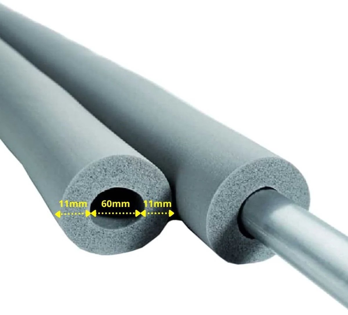 Hoogwaardige 60mm Rohrisolering van Synthetisch Rubber 2m - Efficiënte Leidingisolatie voor Verwarming en Sanitair, Duurzaam, Energiebesparend en GEG-conform met Eenvoudige Montage
