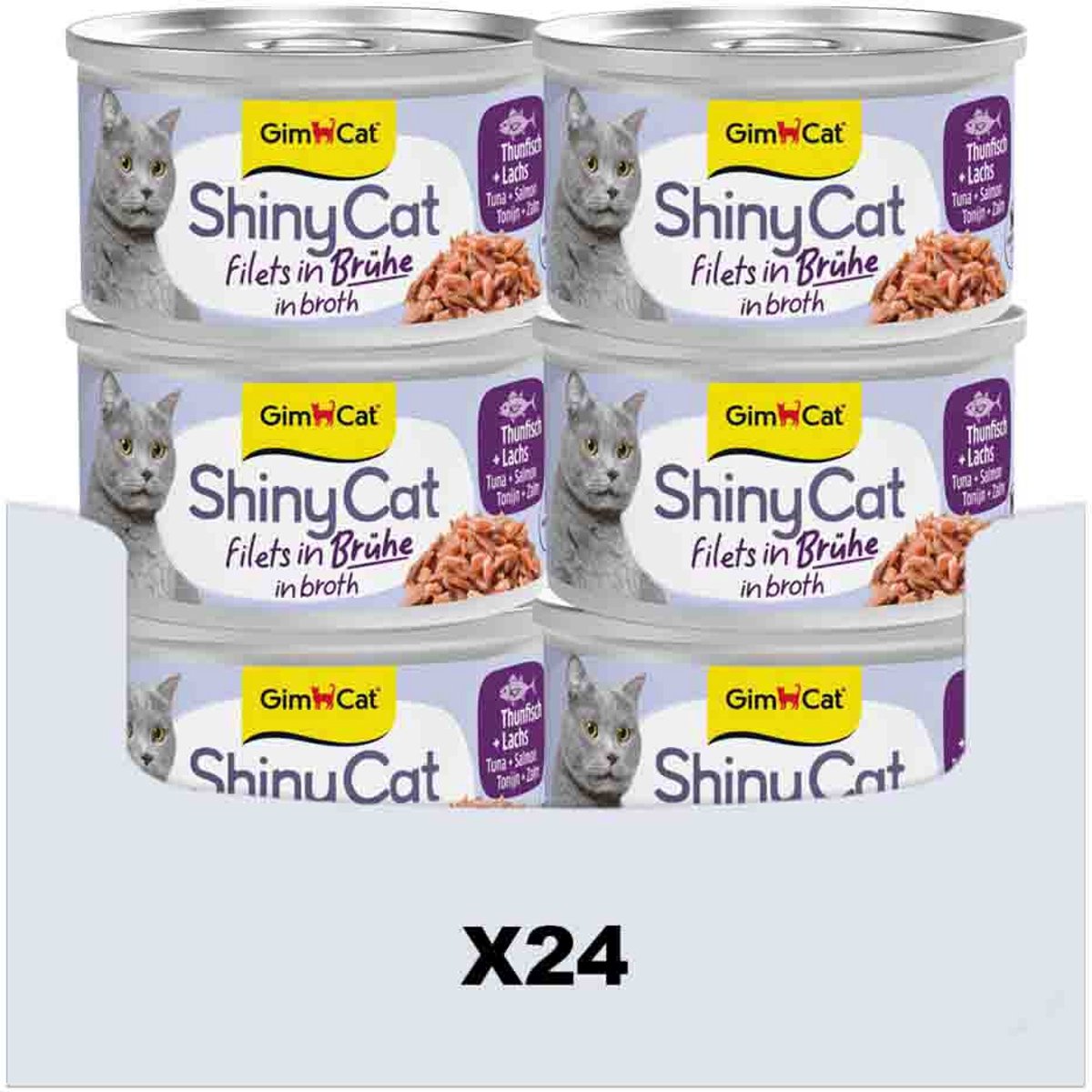 GimCat 70 g - GimCat ShinyCat Filets in broth tonijn + zalm
