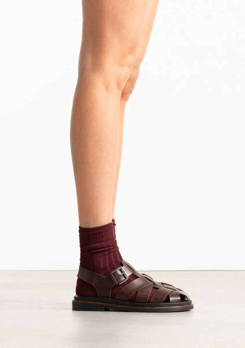Sacha - Dames - Donkerbruine leren sandalen - Maat 38