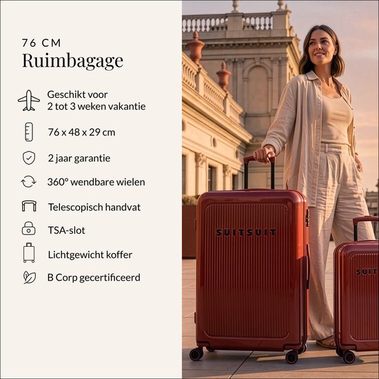 SUITSUIT Koffer 75x48x29 cm - Reiskoffer - Koffer groot - TSA Slot - 71L - Caretta - Burnt brick