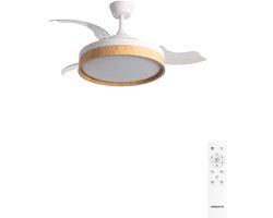 CREATE - Stille plafondventilator 40 W Ø107 cm met intrekbare bladen en LED-licht - M - Met licht - Afstandsbediening - WIND CLEAR EDGE