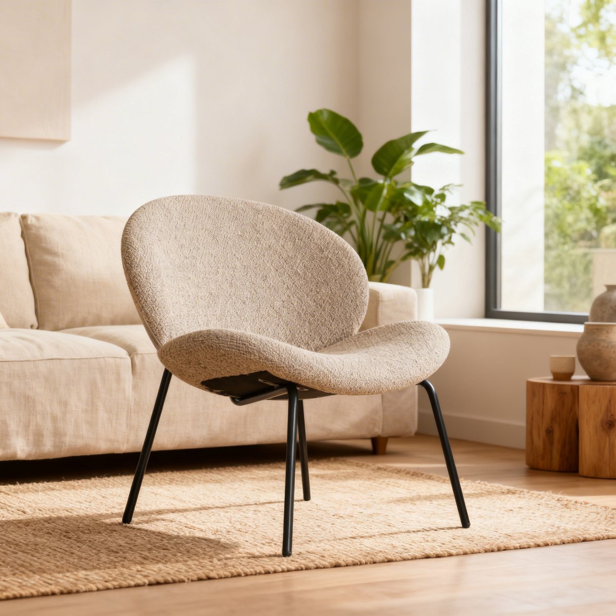 SACHA taupe gevlekte stoffen fauteuil