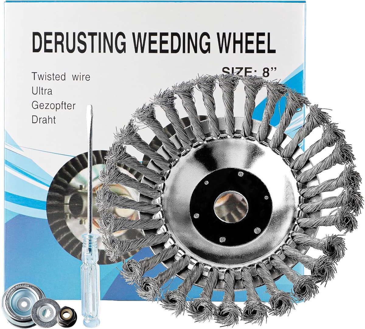 Weed Brush voor Brush Cutter - 200 x 25.4 mm - Professionele Draadborstel voor Brush Cutter en Weed Trimmer - Effectieve verwijdering van Onkruid en Mos