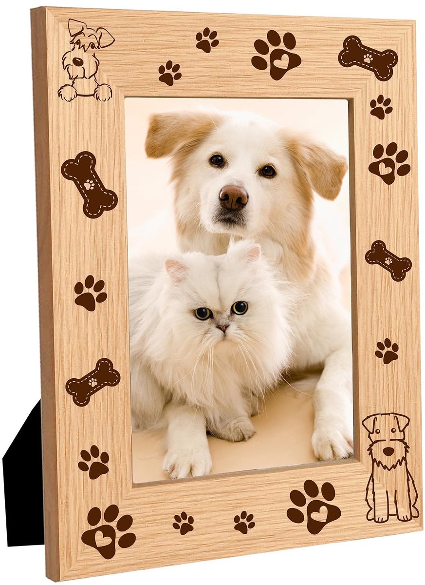 Golden crown - Hond fotolijst - Houten fotolijsten - Pootafdruk ontwerp - 10 x 15 cm - Huisdier decoratie - Perfect voor thuis en als cadeau