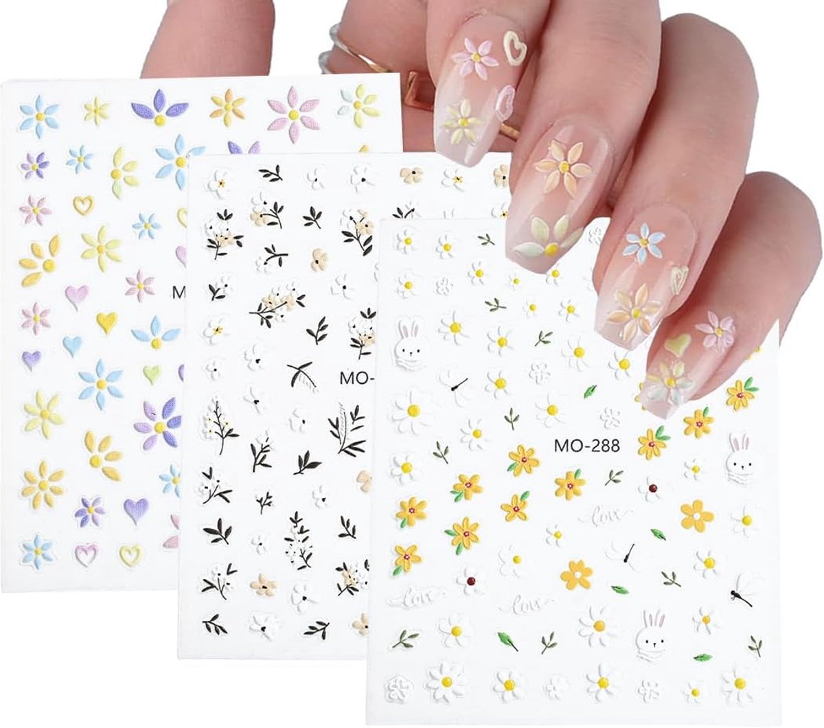 3 Leaf Nail Sticker - Zelfklevende Zol3D Bloem Nagel Sticker voor DIY Nagelkunst
