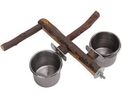 SPHProducts - Houten Vogelvoederhuisje - Voederhuis voor vogels - Eenvoudig te installeren - Roestvrijstalen voerbak - Geschikt voor parkieten - 22 x