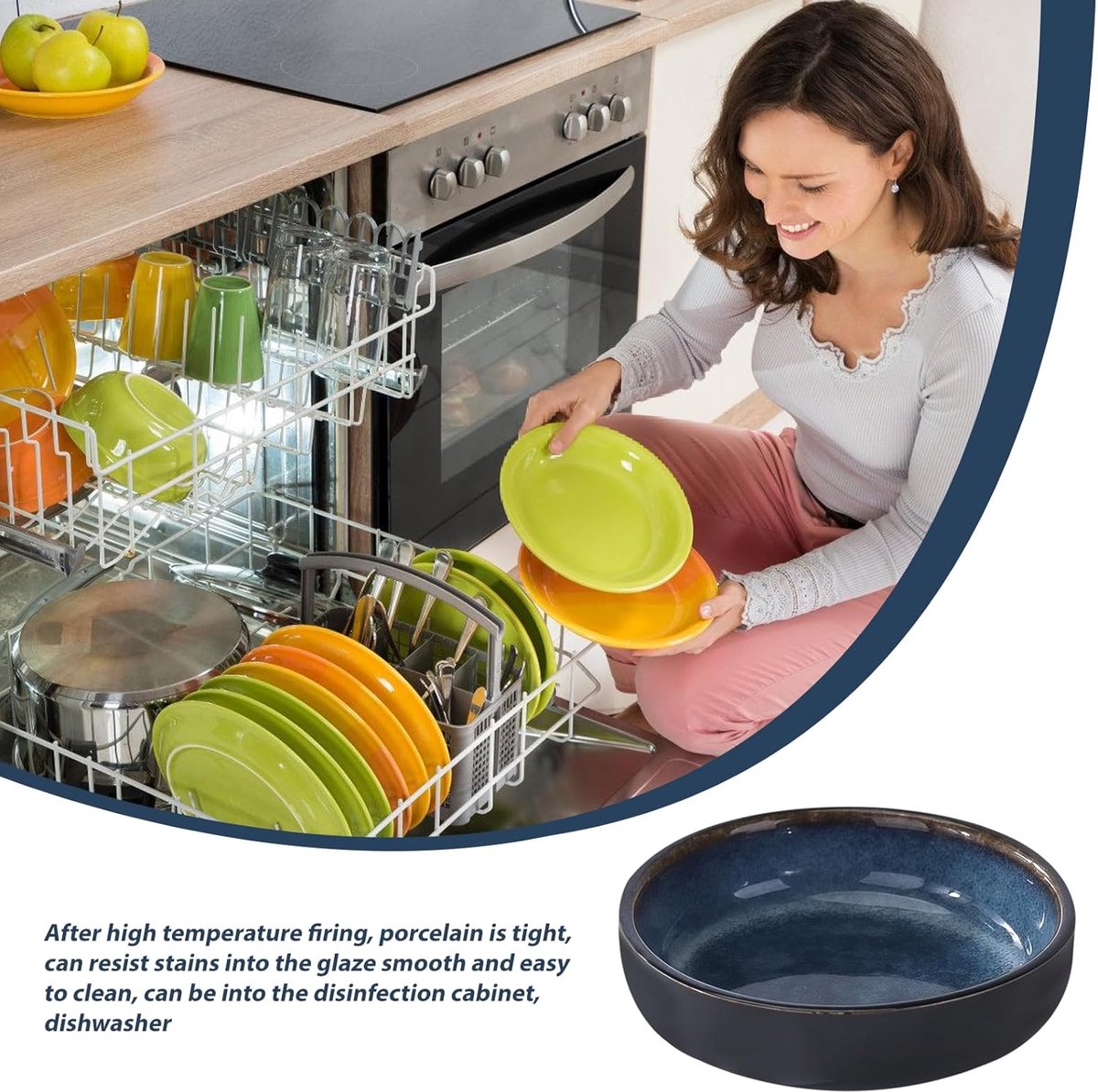 6 ronde keramische sauskommetjes voor sojasaus, sushi, mini kruidenkommetjes, donkerblauwe schaaltjes voor hapjes, snacks en noten, vaatwasmachinebestendig. — cadeau in Koken & Dineren - foto 2