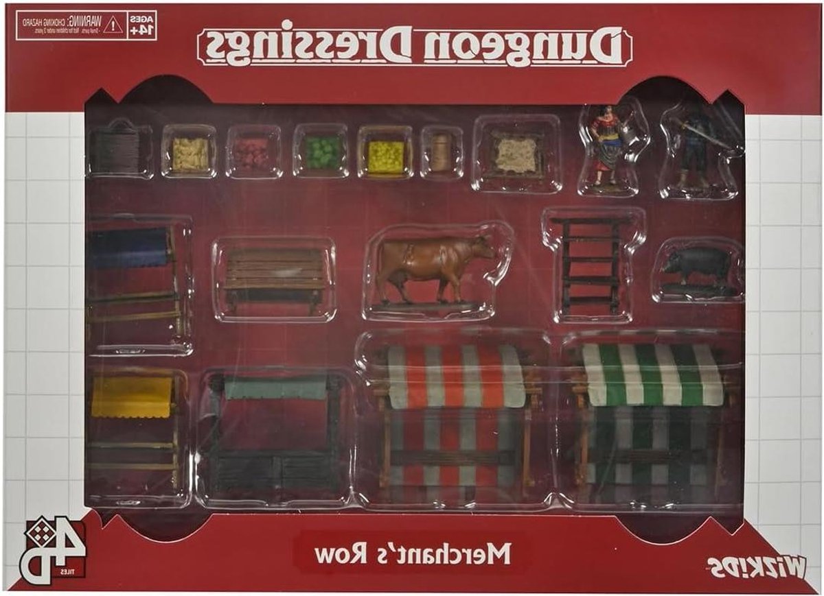 Marktkraam Miniaturen - Stadsdecoratie - Tafelspel uitbreiding - Gedetailleerde marktkraampjes - 15 delige set - rood