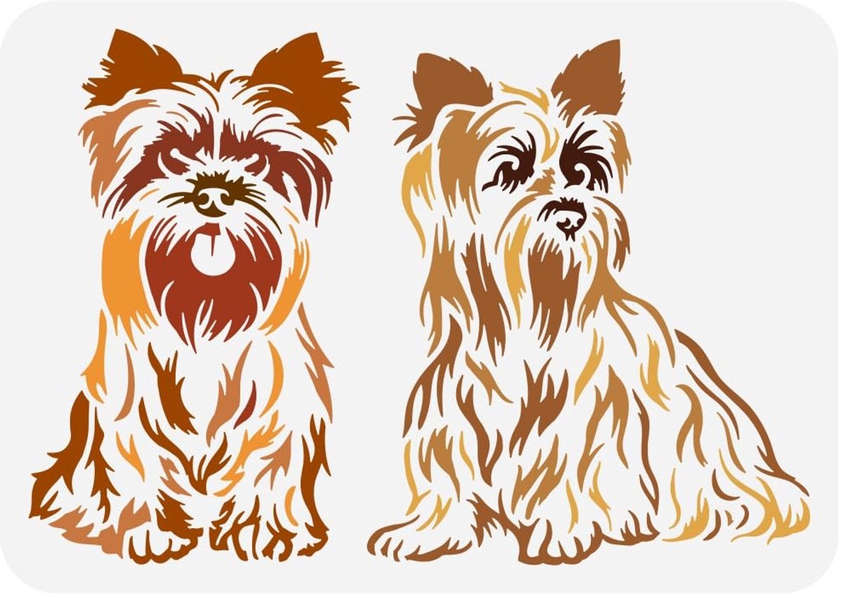 Dog Yorkshire Stencil voor Schilderen - 21x29.7cm Grote Schattige Yorkshire Hond Schilder Stencil Herbruikbare Zittende Honden Teken Template Dierenthema Stencil voor Thuis Muur Vloer