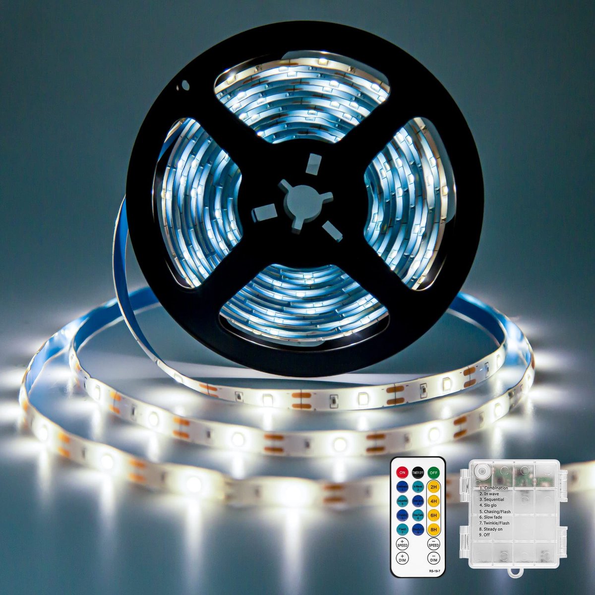 Store_8 - Ledstrip - Decoratieve lichtstrip - Waterdicht - Koud wit - Batterij gevoed - 8 modi voor binnen en buiten