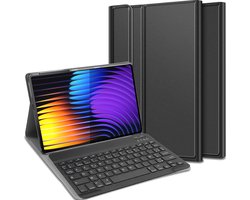 Just in Case tablet Hoes met Toetsenbord geschikt voor Xiaomi Pad 8 / Pad 8 Pro / Pad 7 / Pad 7 Pro - AZERTY Bluetooth Keyboard Case - Zwart
