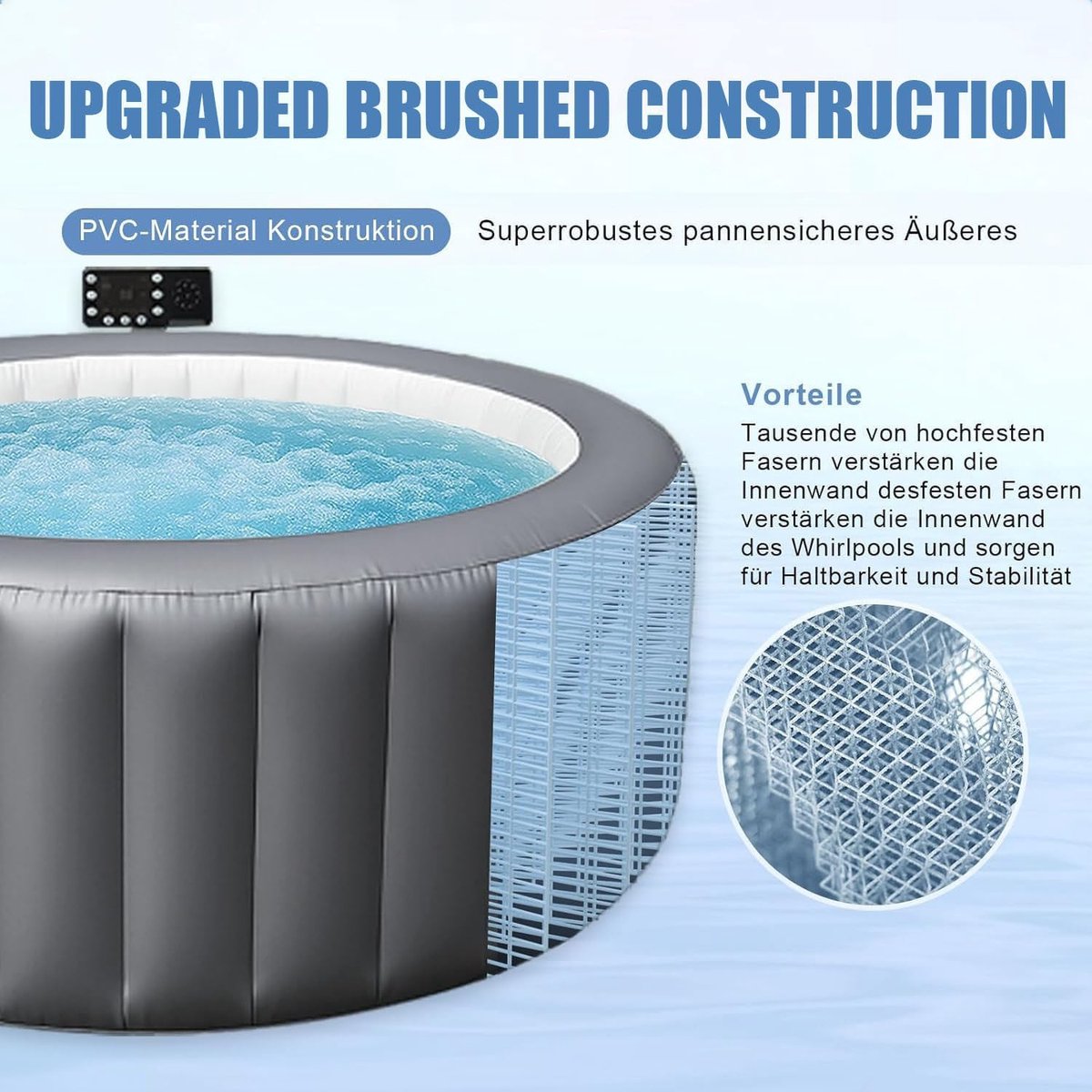 Opblaasbare Whirlpool Spa 4–6 Personen – Luxe Outdoor Jacuzzi met 180–180 Luchtjets, Verwarming tot 40°C, Digitaal Bedieningspaneel, Filter & Isolatiecover – ABTkantoor Premium Hot Tub
