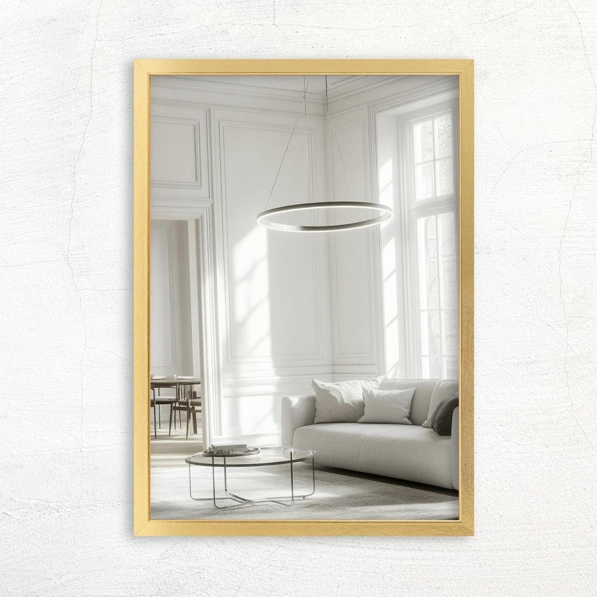 Wandspiegel met lijst - Decoratieve spiegel - Ruimte vergroten - Handgemaakt in Duitsland - 30 x 85 cm - Goud