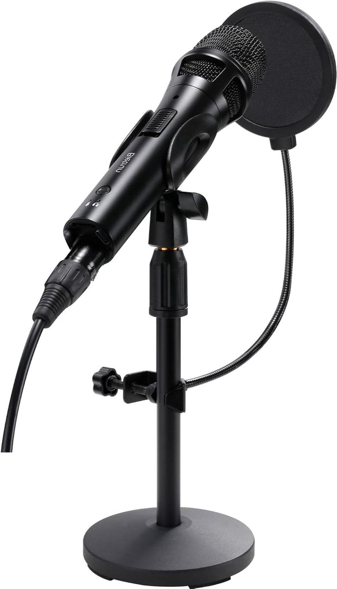 Dynamische USB Microfoon - Zangmicrofoon Studio - Muziek Opnemen - Dubbele XLR USB Uitgang - 40Hz-20kHz Frequentie - Zwart